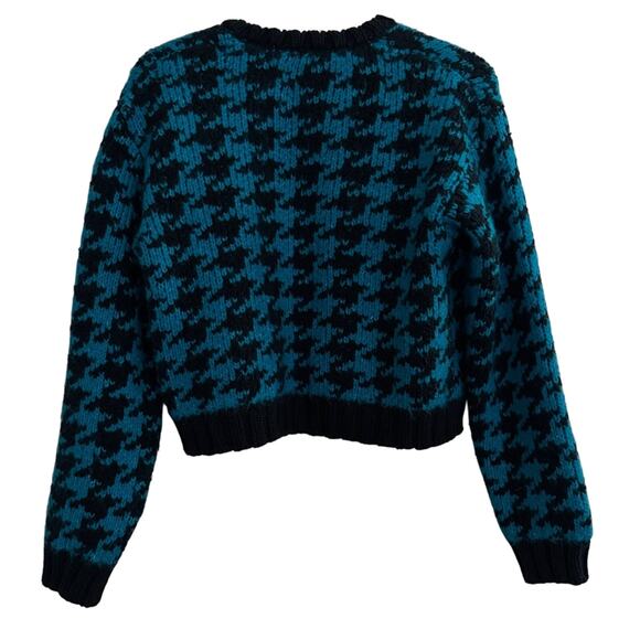 Zara Houndstooth Knit Open Front Cardigan Blue Black Size S NEW - Picture 2 of 4